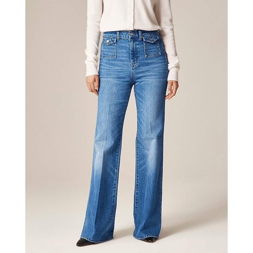J. Crew Vintage Flare Jeans Flap Pocket Women's 29 Sailor High Rise Bell Bottom